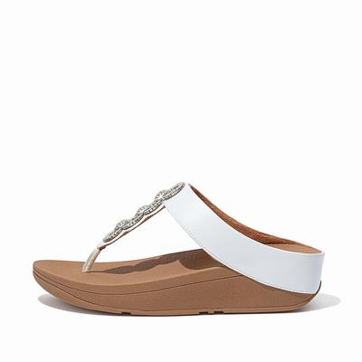 Fitflop Fino Sparkle Toe-Post - Sandalen Damen - Weiß (ZXJ781426)